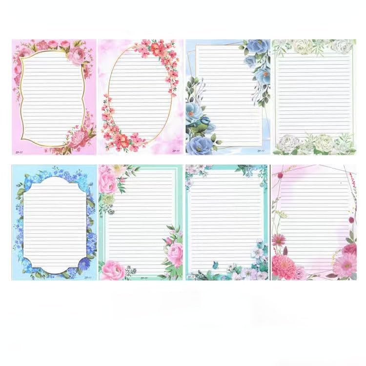 Climberty® Lined Writing Stationery Paper - Beautiful Design Writing Letter Paper Set, A4 Size, 8 Different Style (64)-Multiple colors Climberty® Lined Writing Stationery Paper - Beautiful Design Writing Letter Paper Set, A4 Size, 8 Different Style (64)-Multiple colors